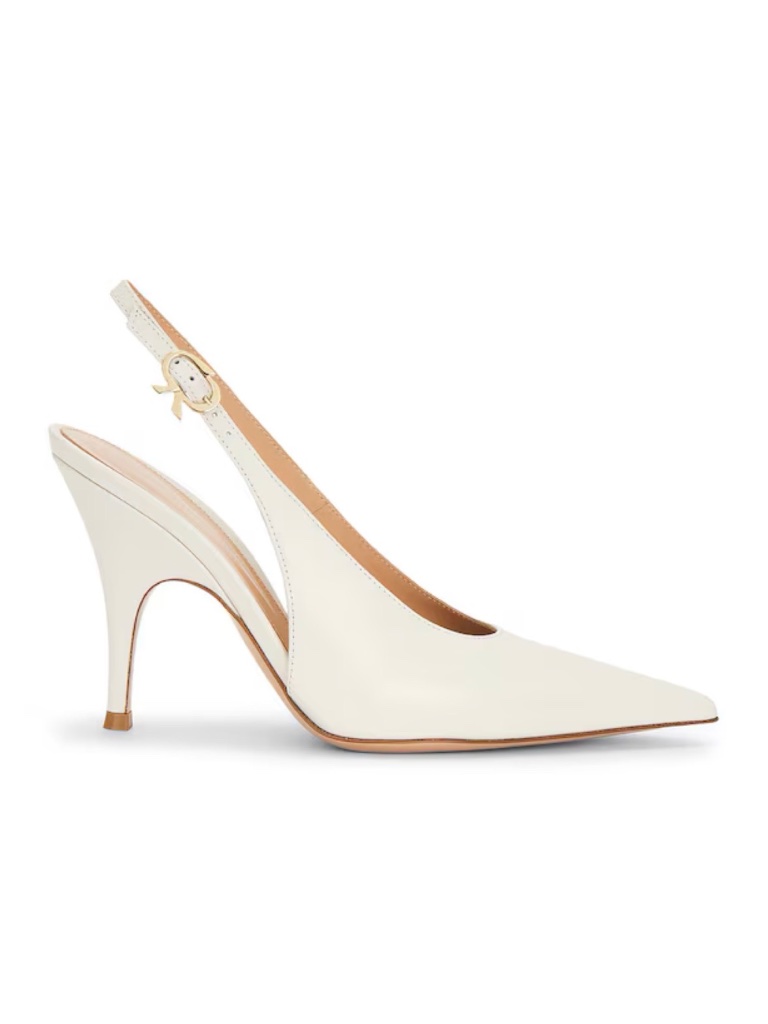 New Gianvito Rossi Sofia Slingback Pump White Sz 10